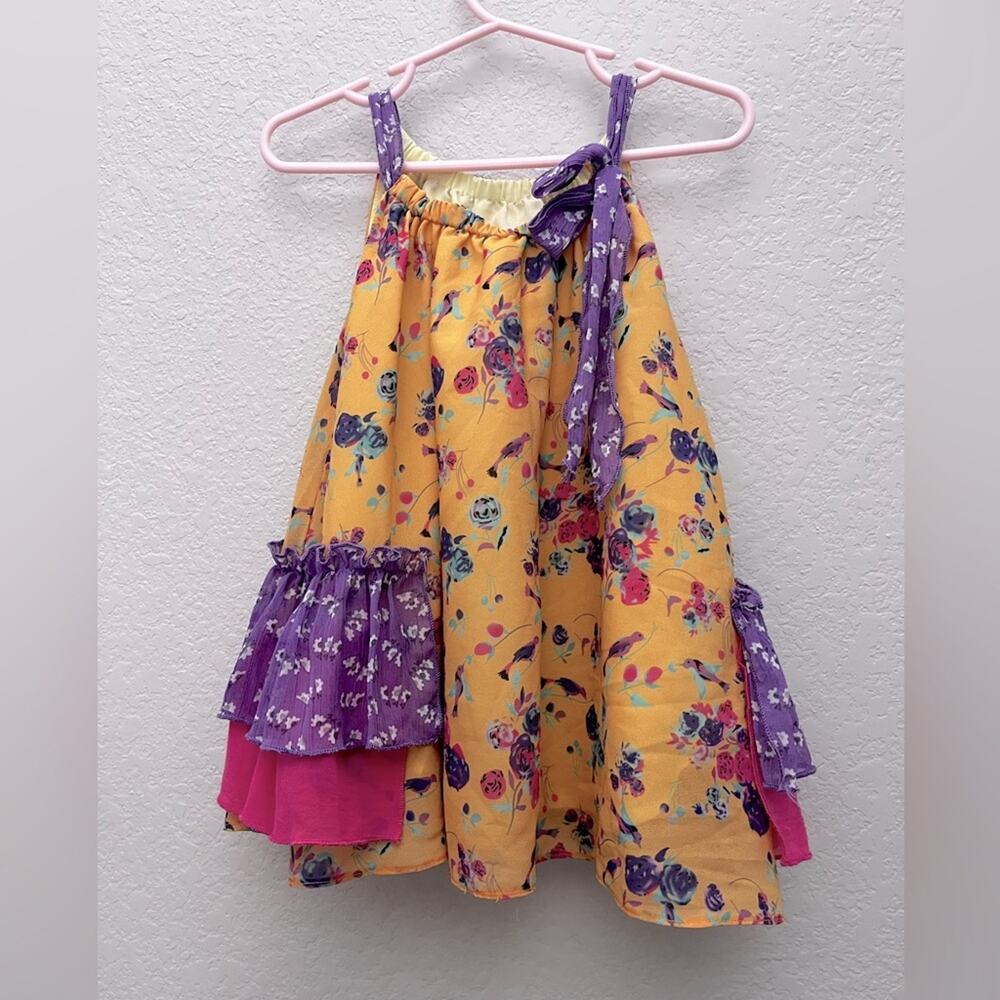 Love U Lots Mulberribush Baby Girl Yellow Floral Ruffle Dress 12M
